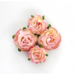 Цветы чайной розы, 2 шт - диам 4 см, 2 шт- диам 3 см, розово-желтые SCB 291806